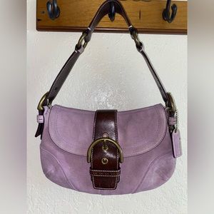 Coach Factory 9688 Brown Buckle Flap Purple Suede Hobo Shoulder bag with tags